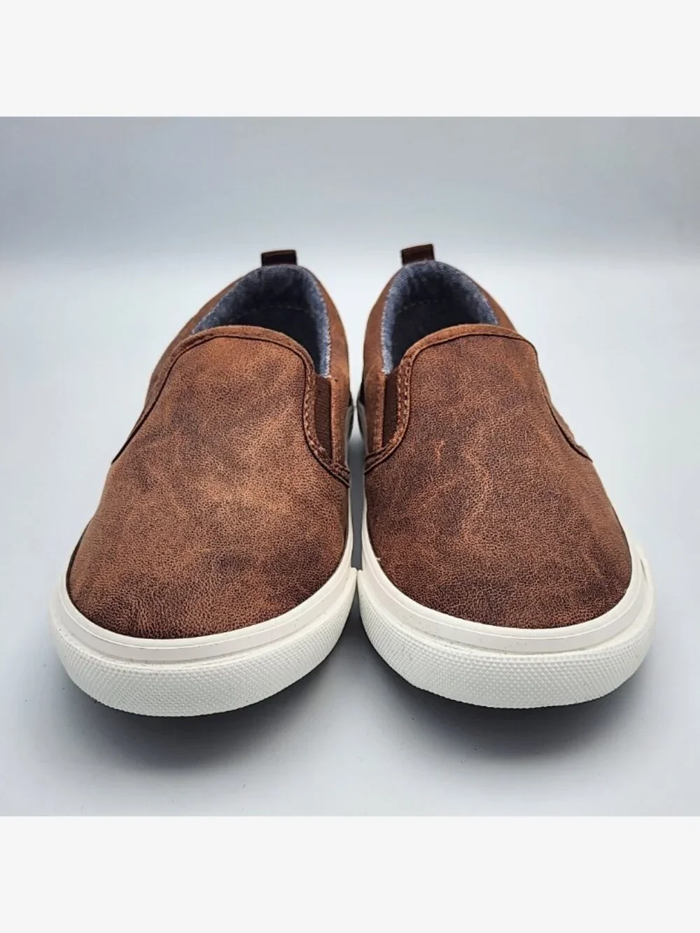 Brown Leather Slip-On Sneakers | Kid's 9